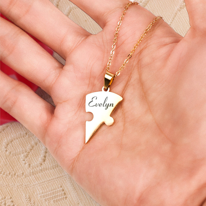 Personalized Heart Puzzle Necklace