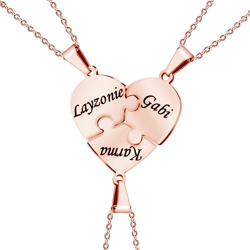 Personalized Heart Puzzle Necklace