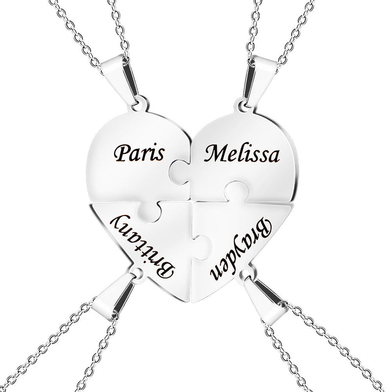 Personalized Heart Puzzle Necklace