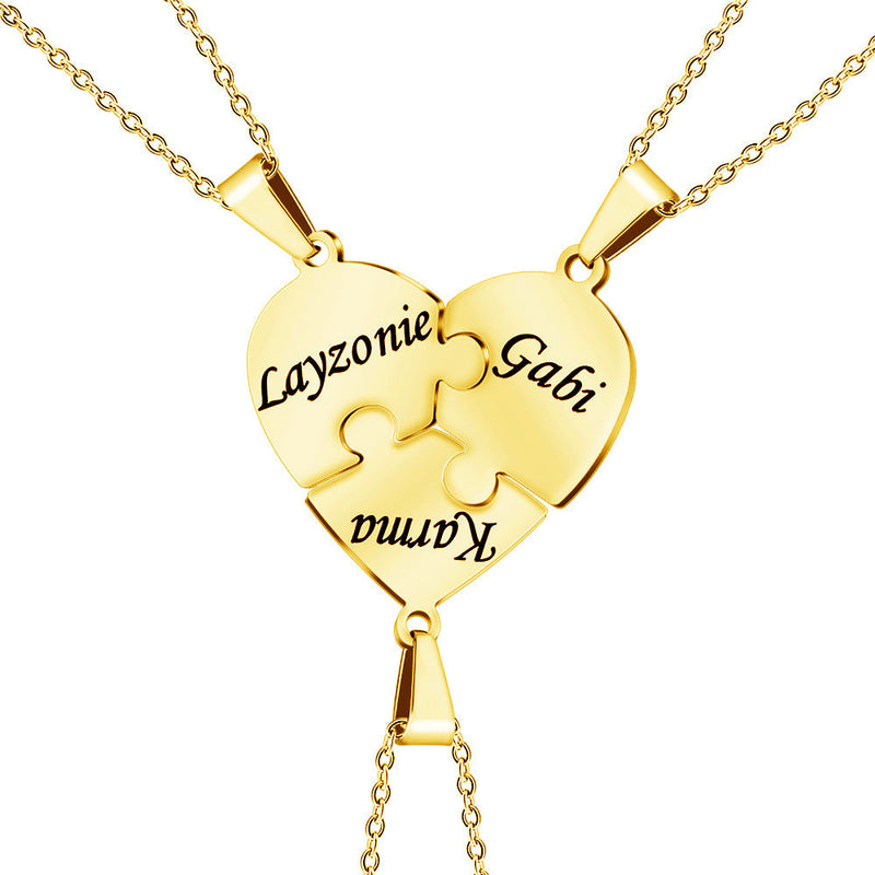 Personalized Heart Puzzle Necklace