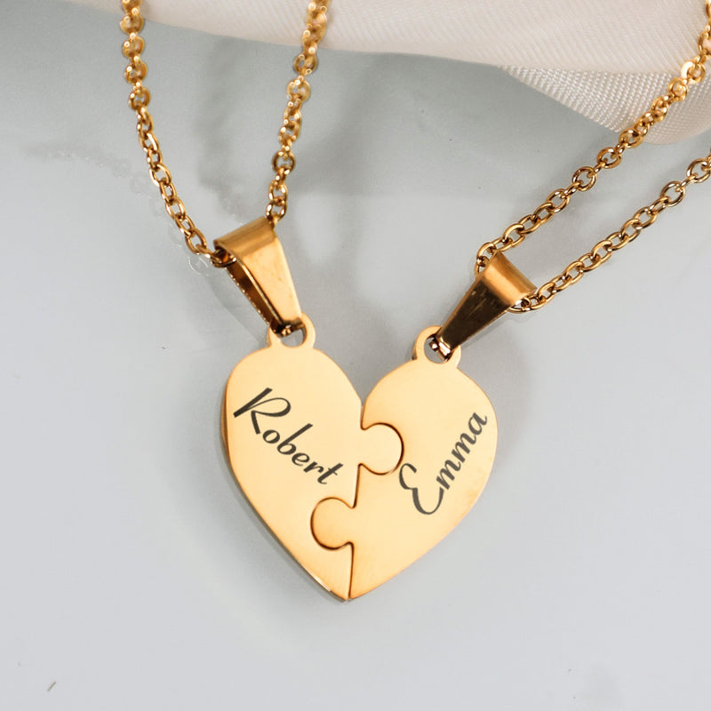 Personalized Heart Puzzle Necklace