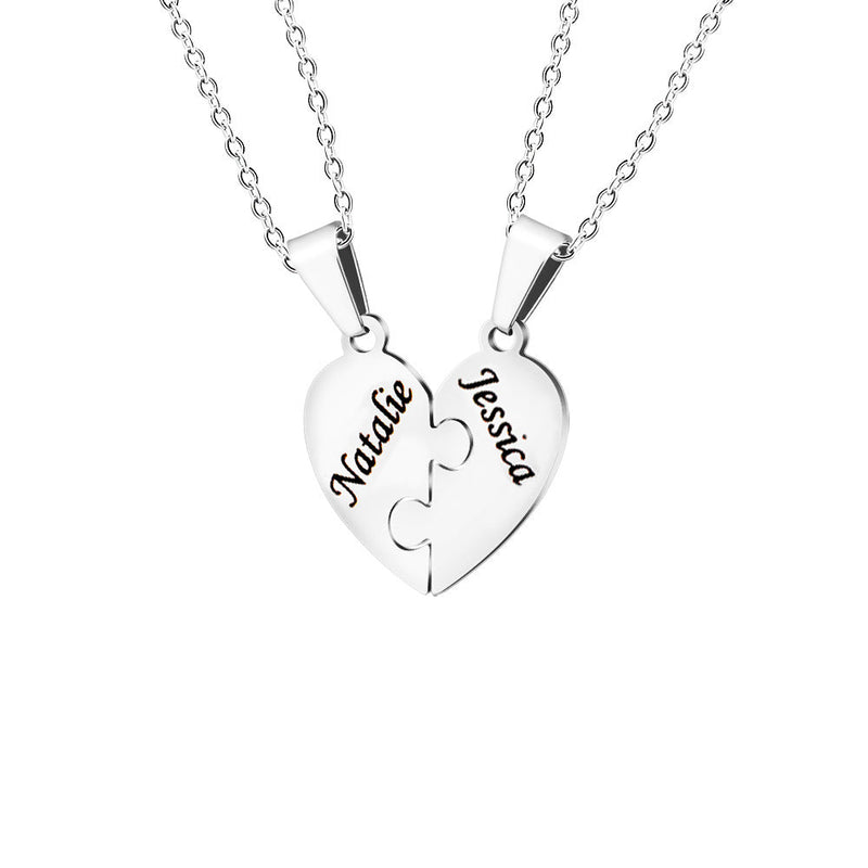 Personalized Heart Puzzle Necklace