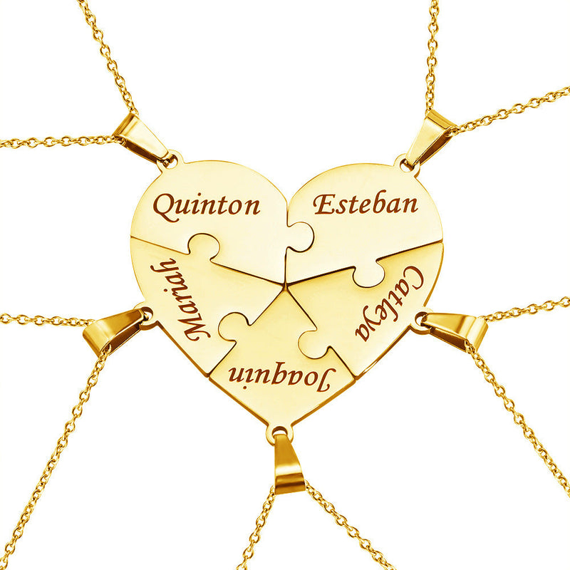 Personalized Heart Puzzle Necklace