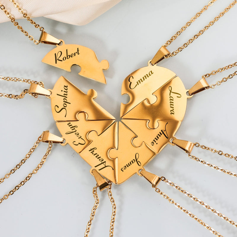 Personalized Heart Puzzle Necklace