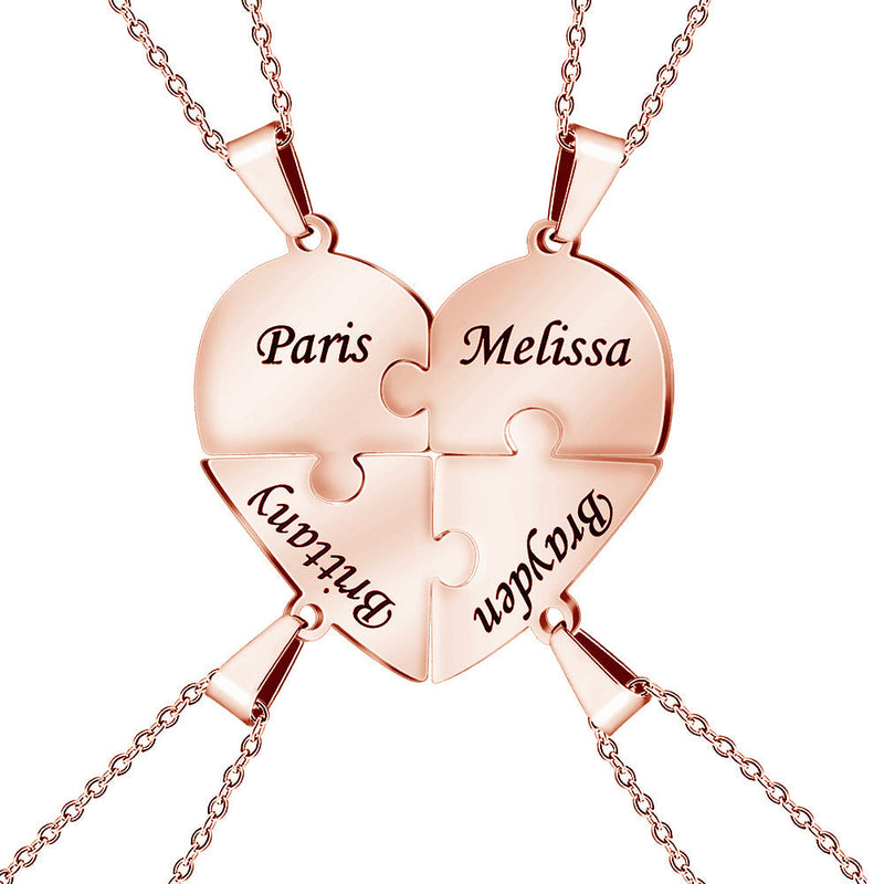 Personalized Heart Puzzle Necklace